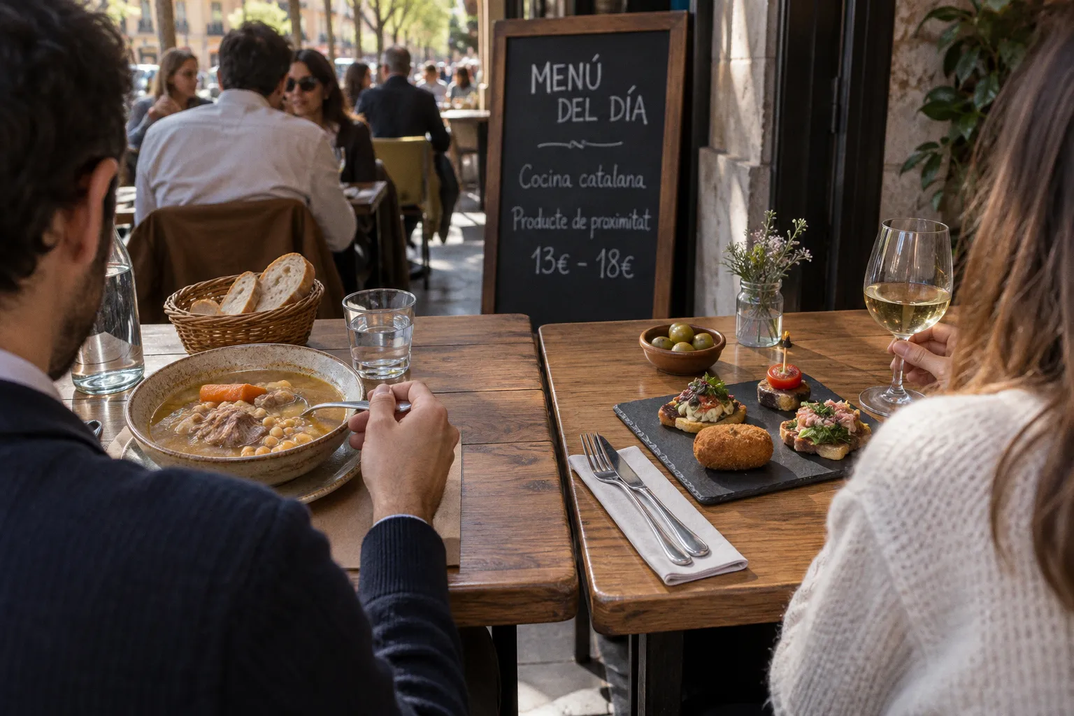 Menú del día en el Eixample frente a Gràcia: dos estilos de mesa
